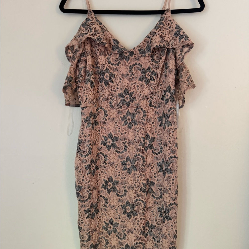 Astr Pink and Orange Ruffled Tiered Midi Dress